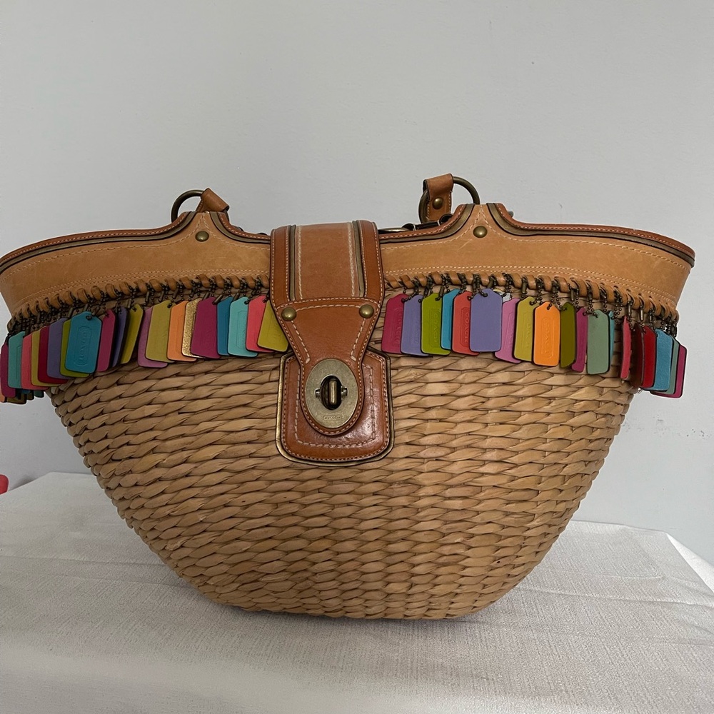 Coach Legacy Limited
Edition Lily XXL Straw
Basket Tote with Leather Trim